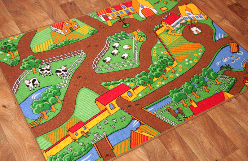 Kids Country Farm Life Play Mat Colourful Tractors Rug eBay